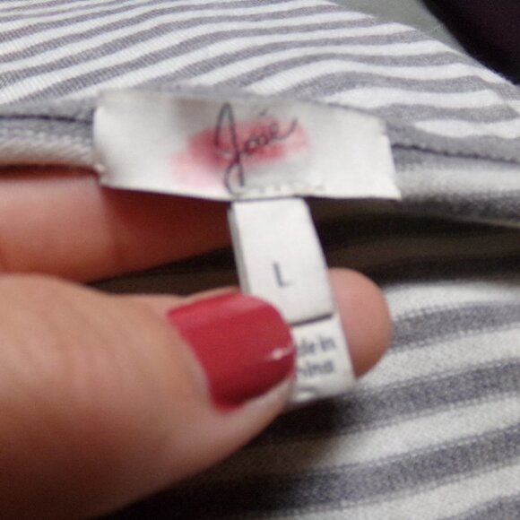 Joie Grey and White Striped V Neck Sweater - Picture 3 of 6